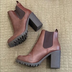 Soda Brown Heeled Ankle Boots
